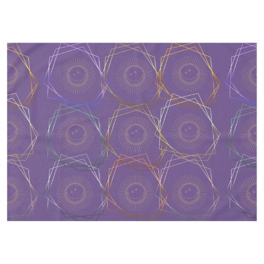 Paarse Sun en Moon Tablecloth, Paarse tablet Tafelkleed (Voorkant (Horizontaal))
