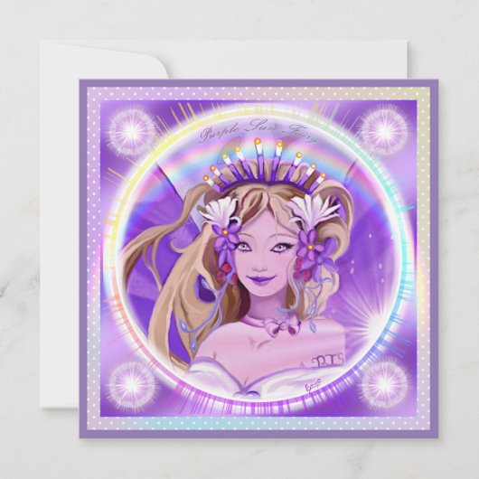 Paarse Sun Fairy-blanco kaart (Voorkant)