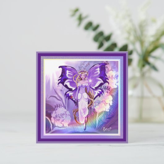 Paarse Sun Fairy-blanco kaart (Staand voorkant)