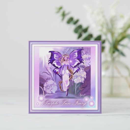 Paarse Sun Fairy-blanco kaart (Staand voorkant)