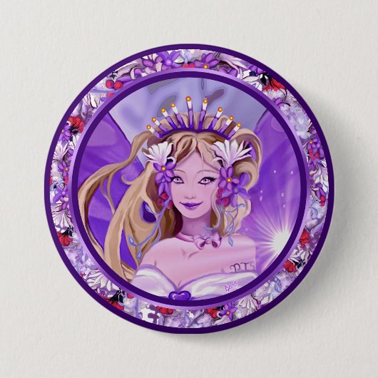 Paarse Sun Fairy Button (Voorkant)