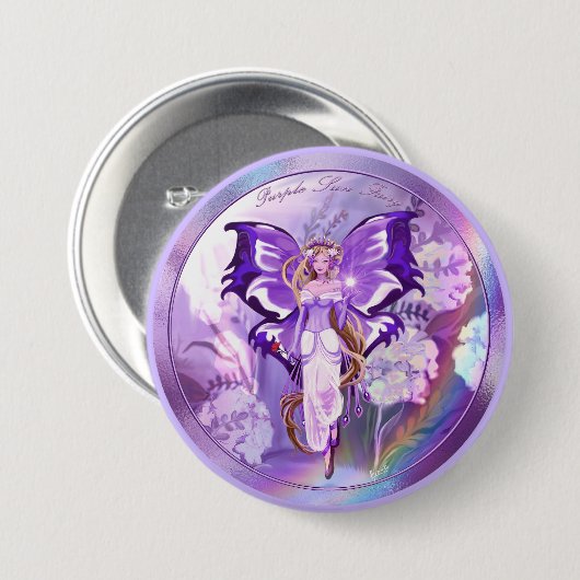 Paarse Sun Fairy Button (Voorkant /achterkant)