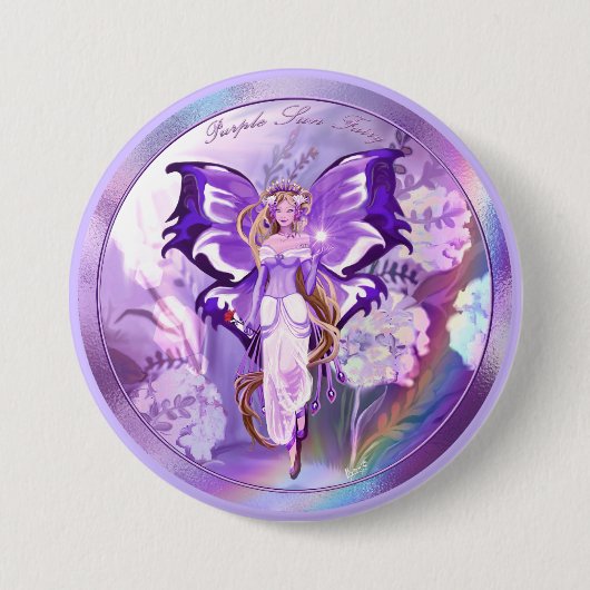 Paarse Sun Fairy Button (Voorkant)