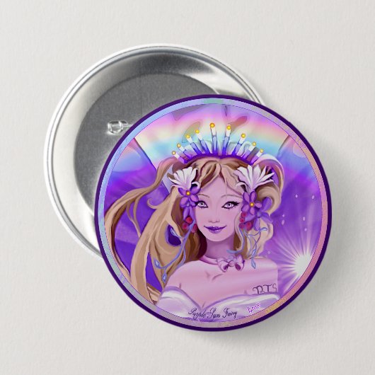 Paarse Sun Fairy Button (Voorkant /achterkant)