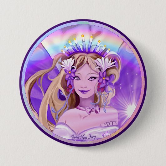 Paarse Sun Fairy Button (Voorkant)
