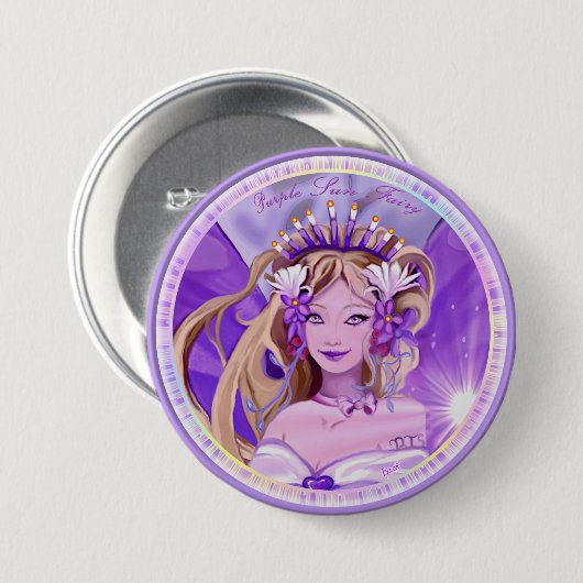 Paarse Sun Fairy Button (Voorkant /achterkant)