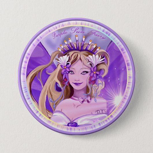 Paarse Sun Fairy Button (Voorkant)