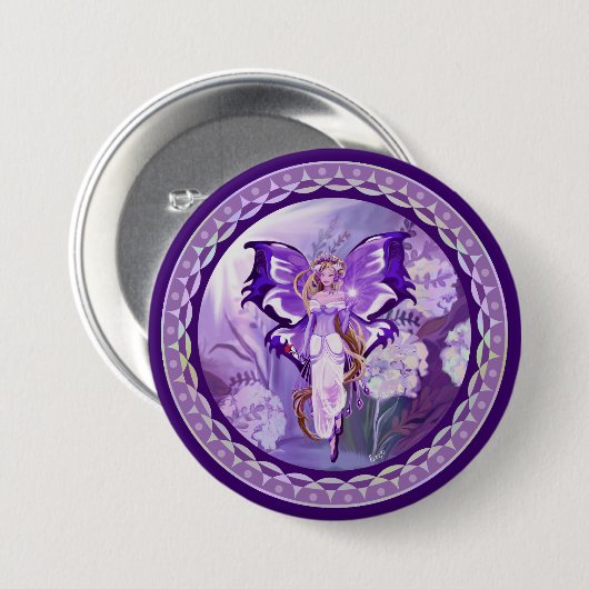 Paarse Sun Fairy Button (Voorkant /achterkant)