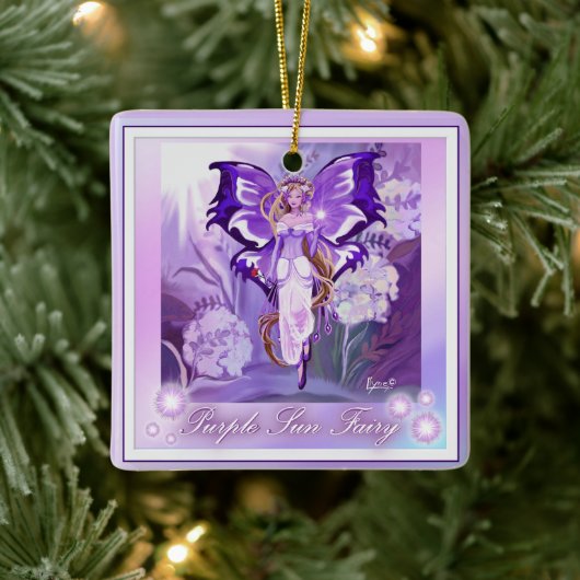 Paarse Sun Fairy Ceramic Ornament (Boom)