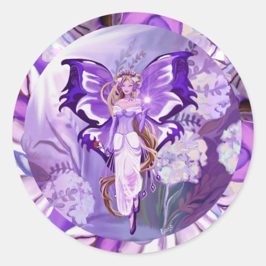 Paarse Sun Fairy Classic Round Sticker (Voorkant)