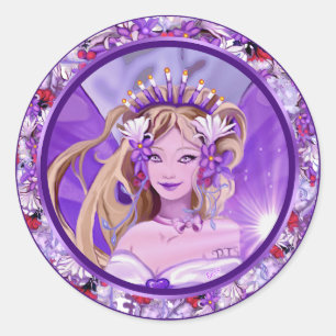 Paarse Sun Fairy Classic Round Sticker