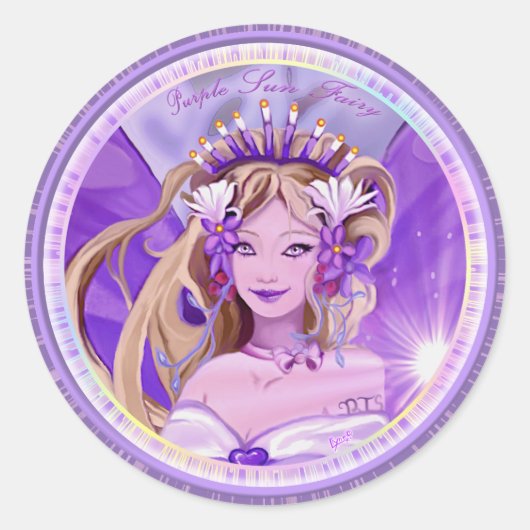 Paarse Sun Fairy Classic Round Sticker (Voorkant)