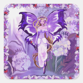 Paarse Sun Fairy Classic Square Sticker