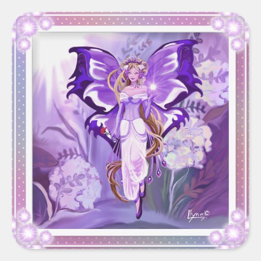Paarse Sun Fairy Classic Square Sticker (Voorkant)