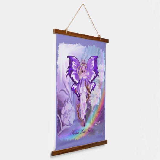 Paarse Sun Fairy Hangend Wandkleed (Gebogen)
