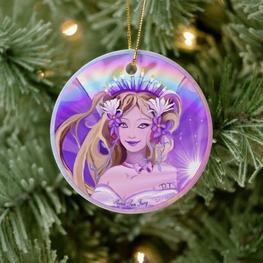 Paarse Sun Fairy Keramisch Ornament (Boom)