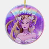 Paarse Sun Fairy Keramisch Ornament (Voorkant)