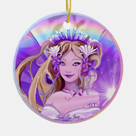 Paarse Sun Fairy Keramisch Ornament (Voorkant)