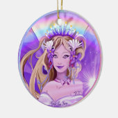 Paarse Sun Fairy Keramisch Ornament (Links)