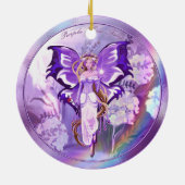 Paarse Sun Fairy Keramisch Ornament (Achterkant)