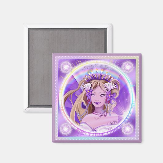 Paarse Sun Fairy Magnet (Voorkant / Achterkant)