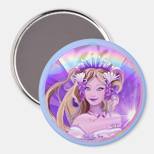 Paarse Sun Fairy Magnet (Voorkant / Achterkant)