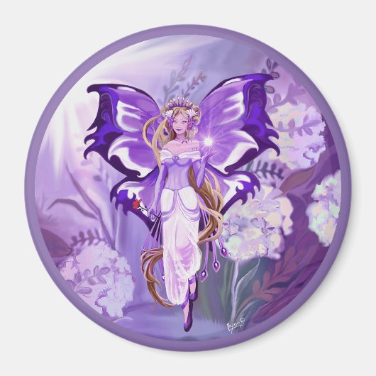 Paarse Sun Fairy Magnet (Voorkant)