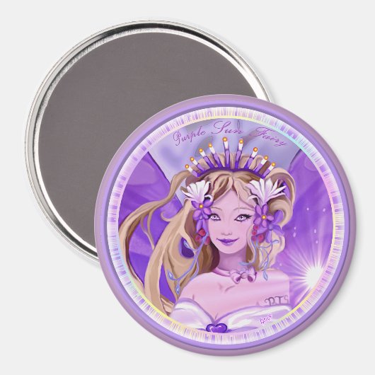 Paarse Sun Fairy Magnet (Voorkant / Achterkant)