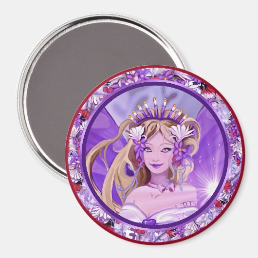 Paarse Sun Fairy Magnet (Voorkant / Achterkant)