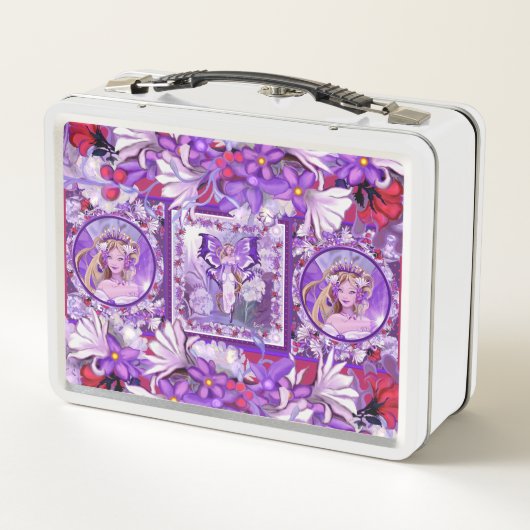 Paarse Sun Fairy Metal Lunch Box (Achterkant)