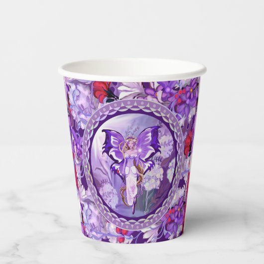 Paarse Sun Fairy Papieren Bekers (Achterkant)