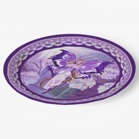 Paarse Sun Fairy Papieren Bordje (Gekanteld)