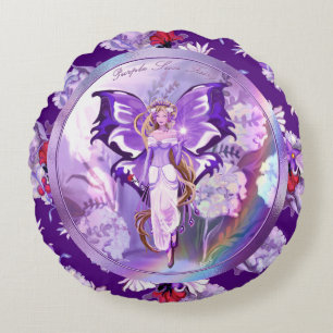 Paarse Sun Fairy Rond Kussen
