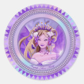 Paarse Sun Fairy Ronde Sticker (Voorkant)