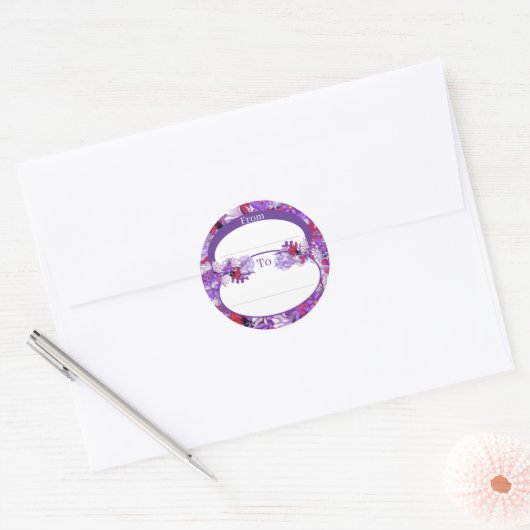 Paarse Sun Fairy-ronde sticker (Envelop)