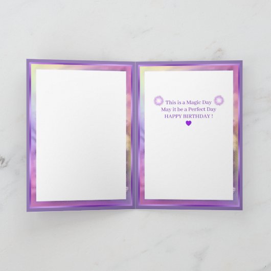 Paarse Sun Fairy-verjaardagskaart Bedankkaart (Binnen)