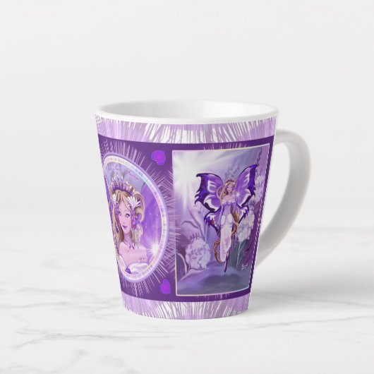 Paarse Sun-fee latte Mok (Rechterhoek)