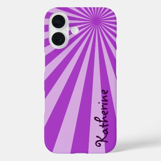 Paarse Sunburst "Voeg Jouw naam toe" Case-Mate iPhone Case (Achterkant)