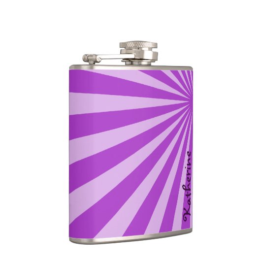 Paarse Sunburst "Voeg Jouw naam toe" Heupfles (Rechts)