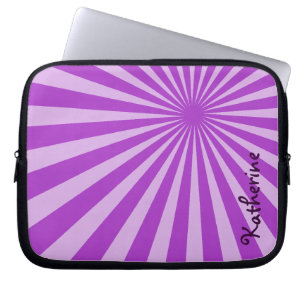 Paarse Sunburst "Voeg Jouw naam toe" Laptop Sleeve