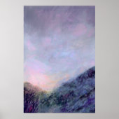 Paarse Sunset Sky Mountain Landscape Schilderij Poster (Voorkant)