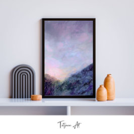 Paarse Sunset Sky Mountain Landscape Schilderij Poster