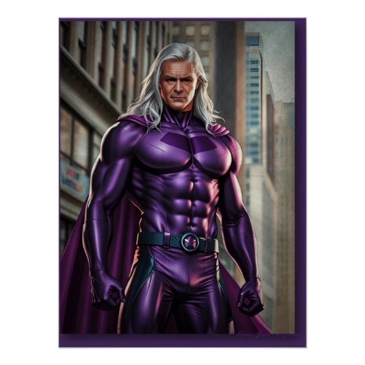 Paarse Superheld: Urban Fantasy Perfect Poster (Voorkant)
