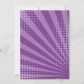 Paarse superhelden stripboek gestileerd verjaardag kaart (Achterkant)