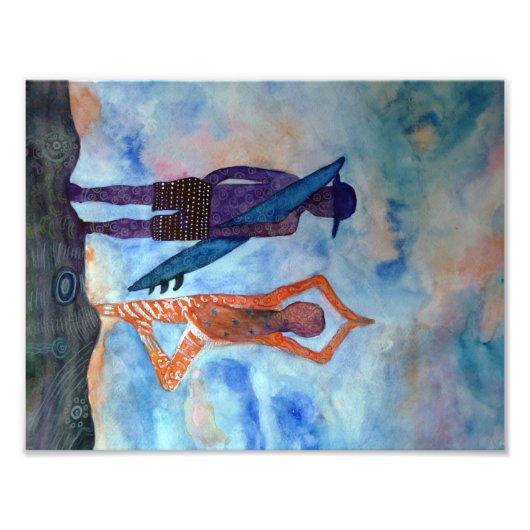 Paarse Surf Oranje yogafoto Foto Afdruk (Voorkant)