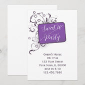 Paarse Sweet 16 Birthday Party Kaart (Voorkant / Achterkant)