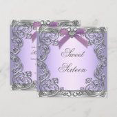 Paarse Sweet 16 Birthday Party Kaart (Voorkant / Achterkant)