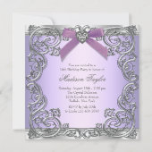 Paarse Sweet 16 Birthday Party Kaart (Achterkant)