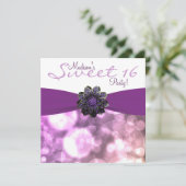 Paarse Sweet 16 Birthday Party Kaart (Staand voorkant)