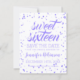 Paarse Sweet 16 Birthday Party Save Date Confetti Save The Date